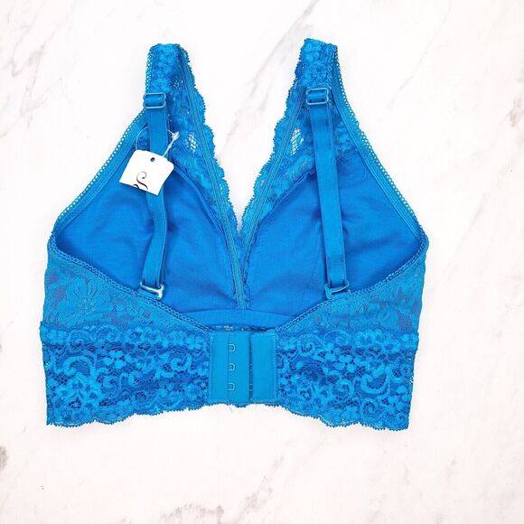 Soma Bralette Lace Plunge Bra Blue Sea Size XS Extra Small - Picture 2 of 5
